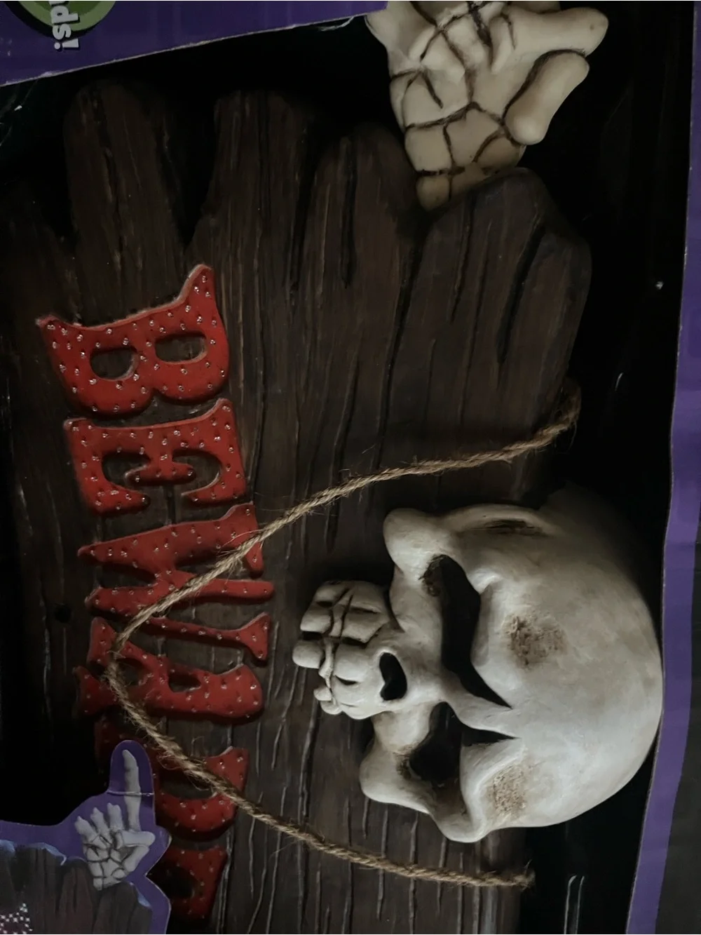 Halloween Fiber Optic 'Beware' Skull Sign and 16inch rocking witch